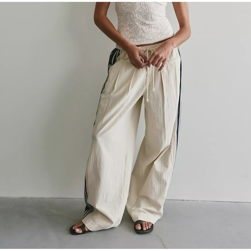 Free People Hudson Canyon Side Printed Pull-On Pants Striped Low-Rise L 290577